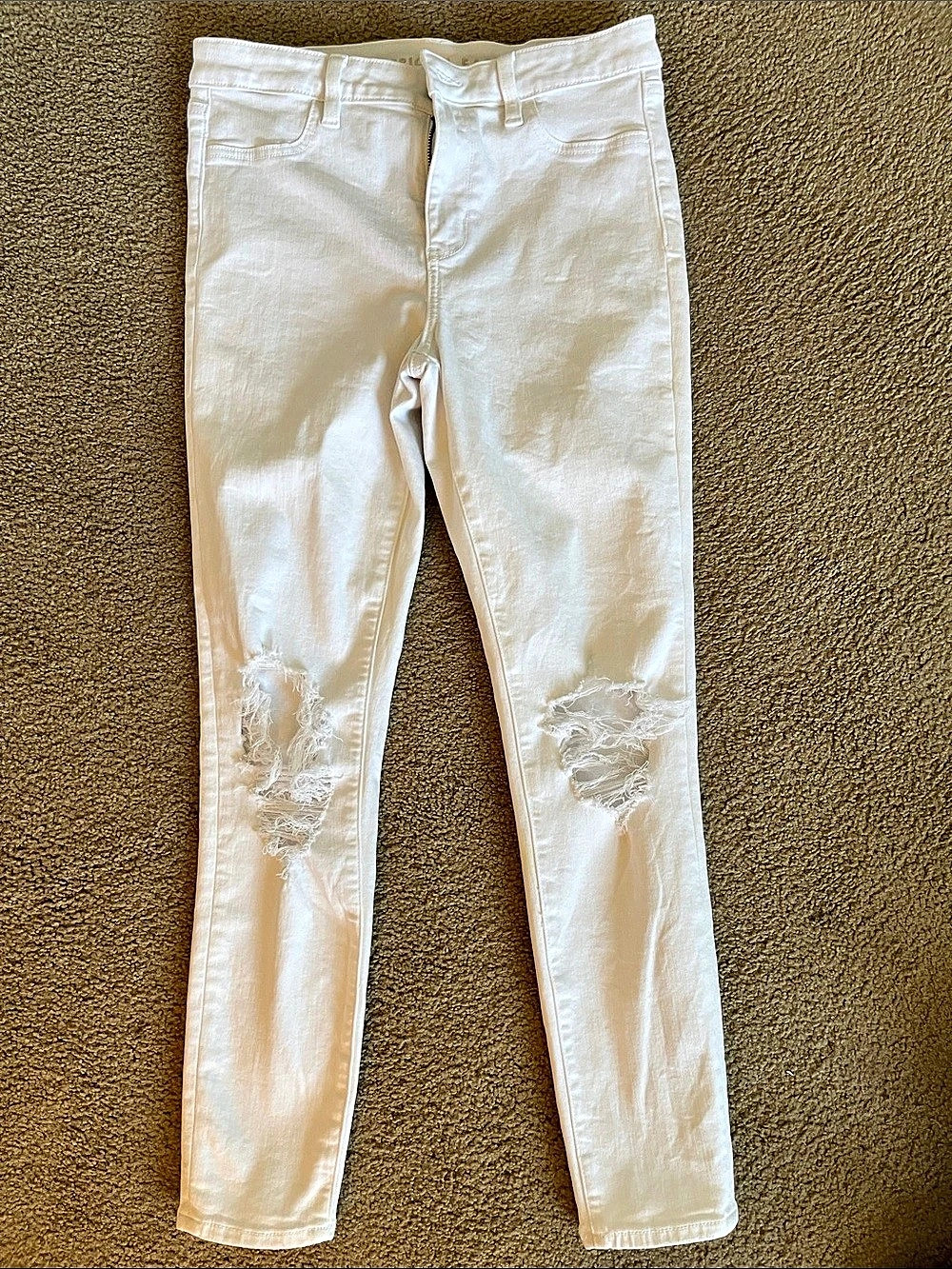 American Eagle Next Level Stretch Skinny Jeans Distressed Skinny Jeans in White